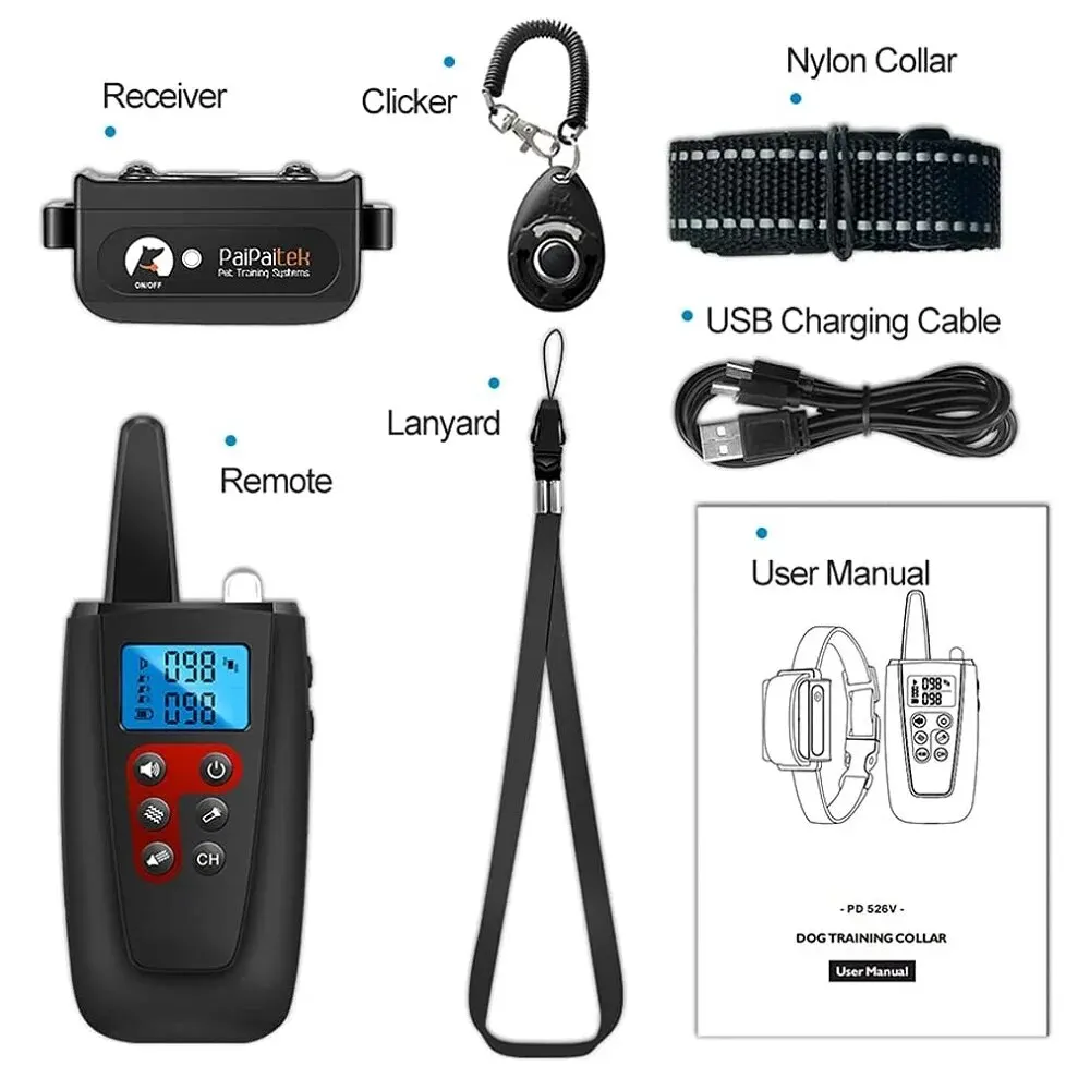 Remote Dog Training Collar,3300ft Range Vibrating Dog Collar,Anti Bark Collar,Sound&Vibration Modes Dog No Shock Collar,IPX7