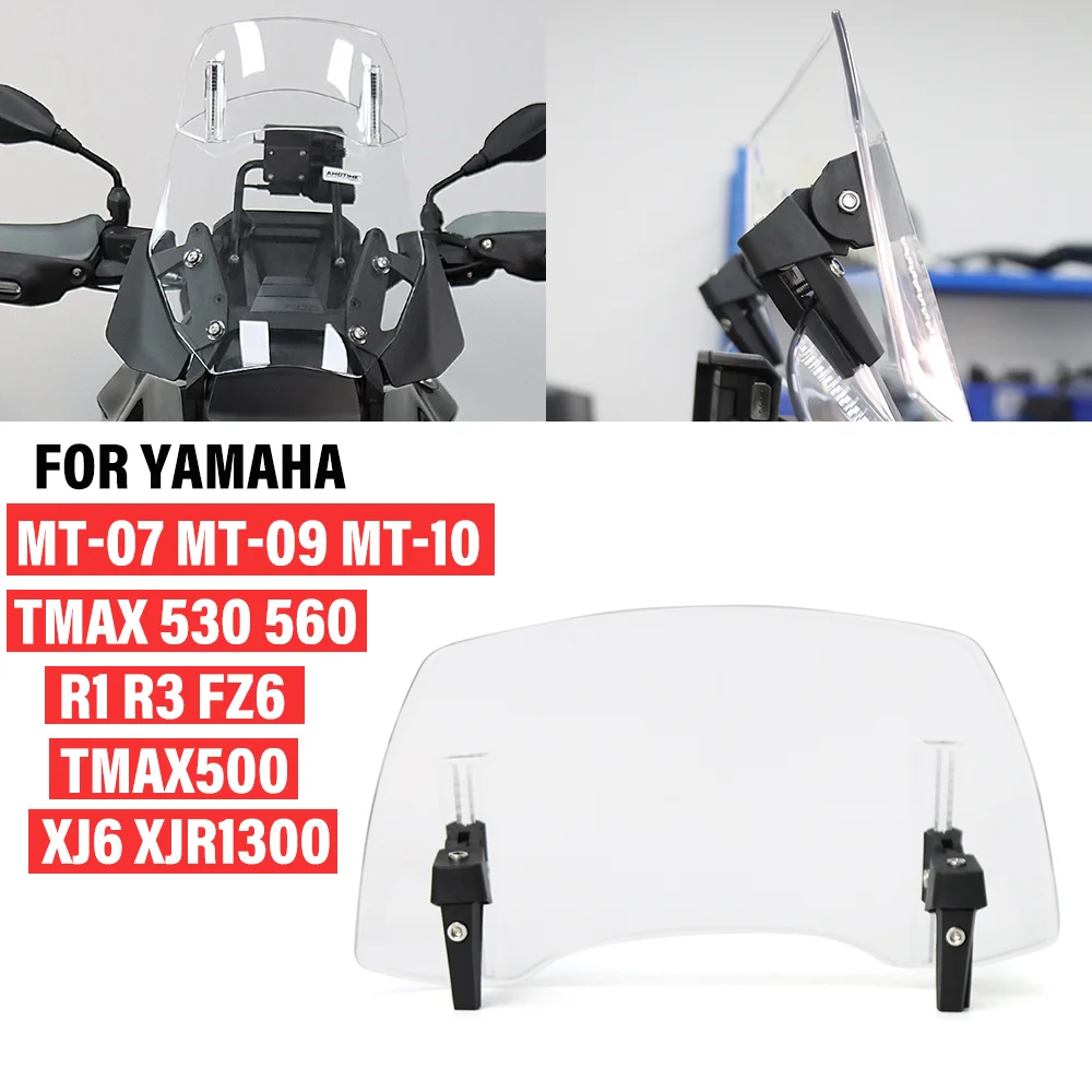 Para yamaha mt07 mt09 mt10 r1 r3 fz6 tmax 530 560 xjr1300 universal motocicleta ajustável pára-brisas extensão spoiler defletor