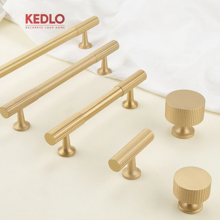 KEDLO Moderner Minimalistischer Massiver Messing-Rundknopf Küchenschrankgriff Antiker Messinggriff Schubladengriff Gebürsteter Messinggriff – Detail 3