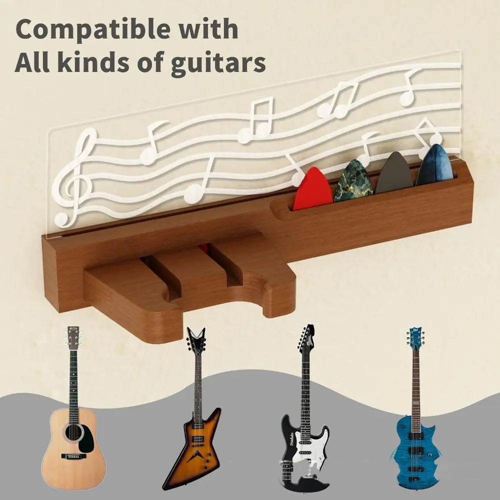 Gifts Wooden Guitar Wall Mount with Pick Guitar Storage Rack Performer Gift Wall Guitar Rack Multi-function Guitar Stand