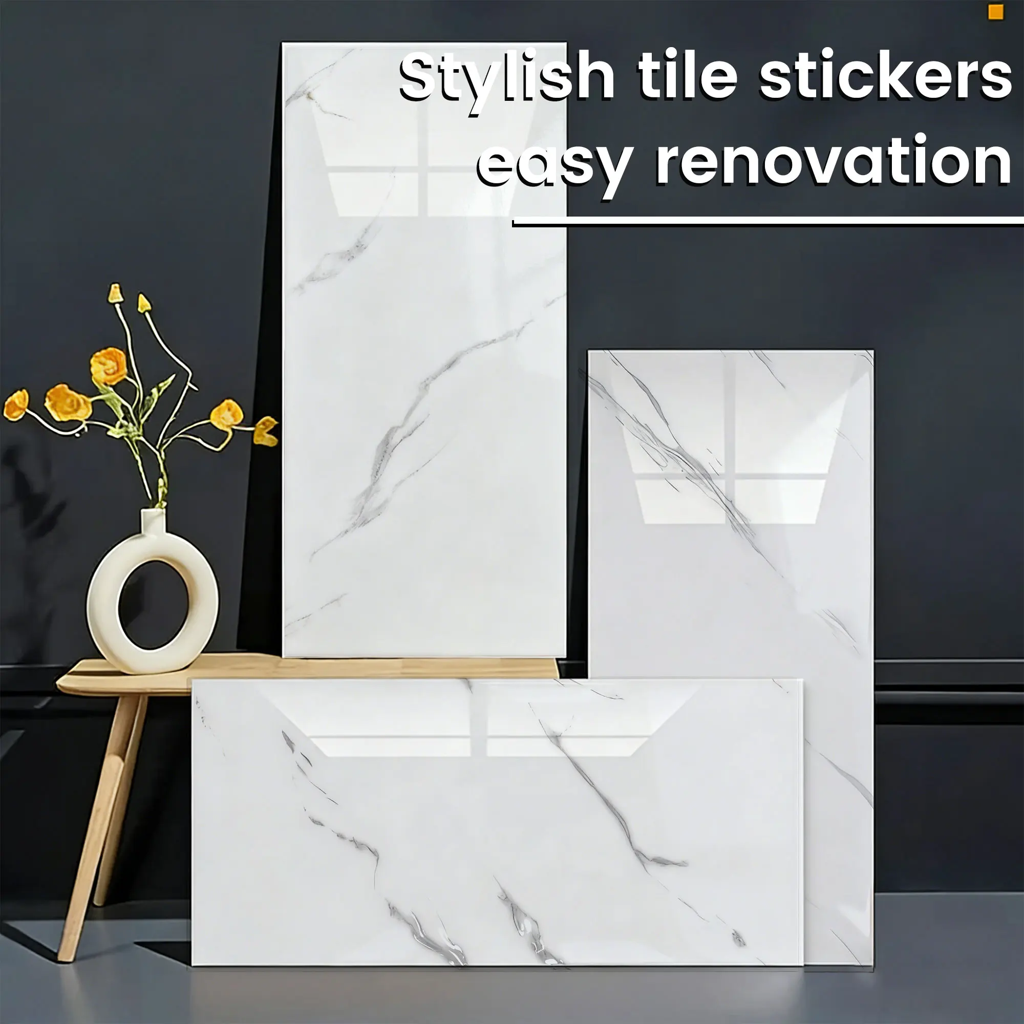 10-50pcs Self-adhesive Wallpaper Stickers IXPE Material, Marble Pattern, Glossy End Heat-resistant Suitable for Kitchen Bathroom