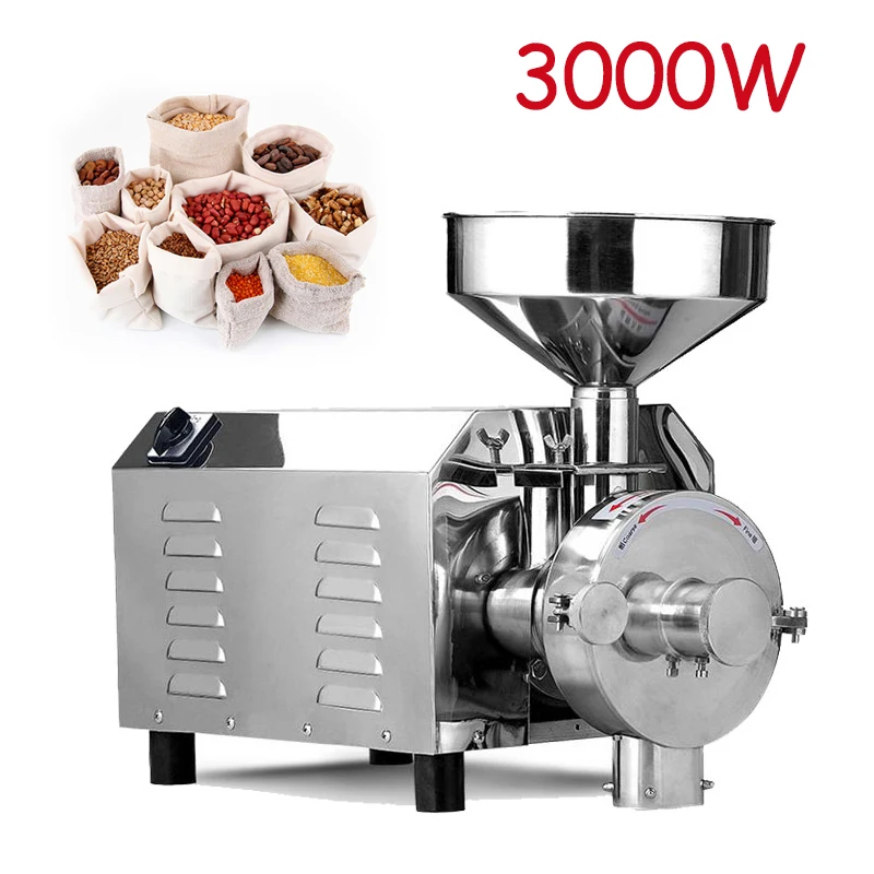 

3000W Commercial Grinder Grain Mill Grinder Herbal Medicine Pulverizer Dry Grinding Machine 3000 Type Stainless Steel 1pc