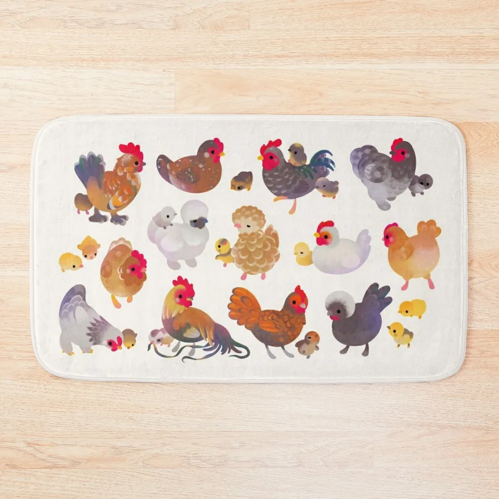 

Chicken and Chick - pastel Bath Mat Non Slip Carpet Non-Slip Bathtub Carpets For The Bathroom Mat