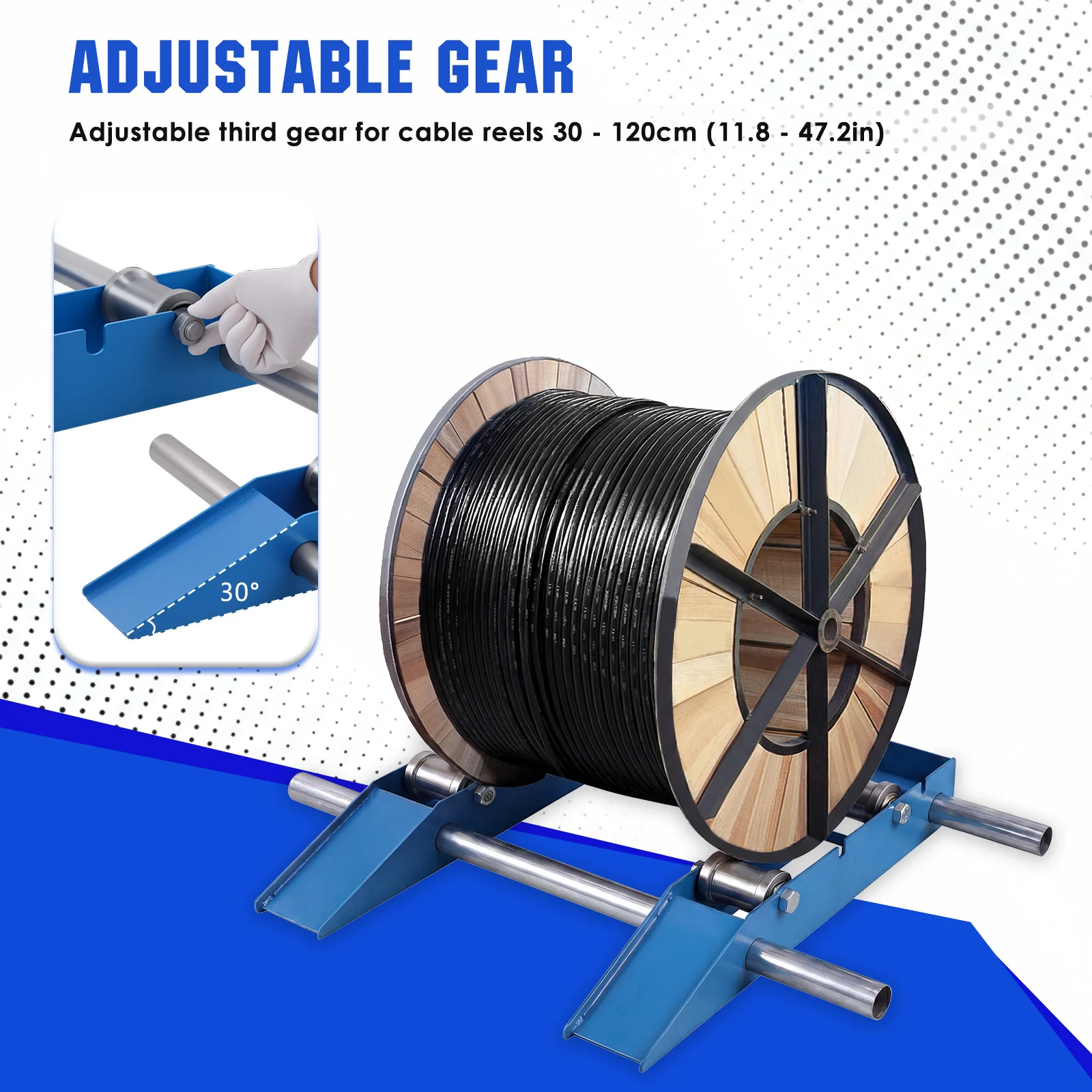 

Comercial Industrial Grade Steel Wire Dispenser with Adjustable Wheel Heavy Duty Cable Drum Roller for Diameter 30cm To 120cm