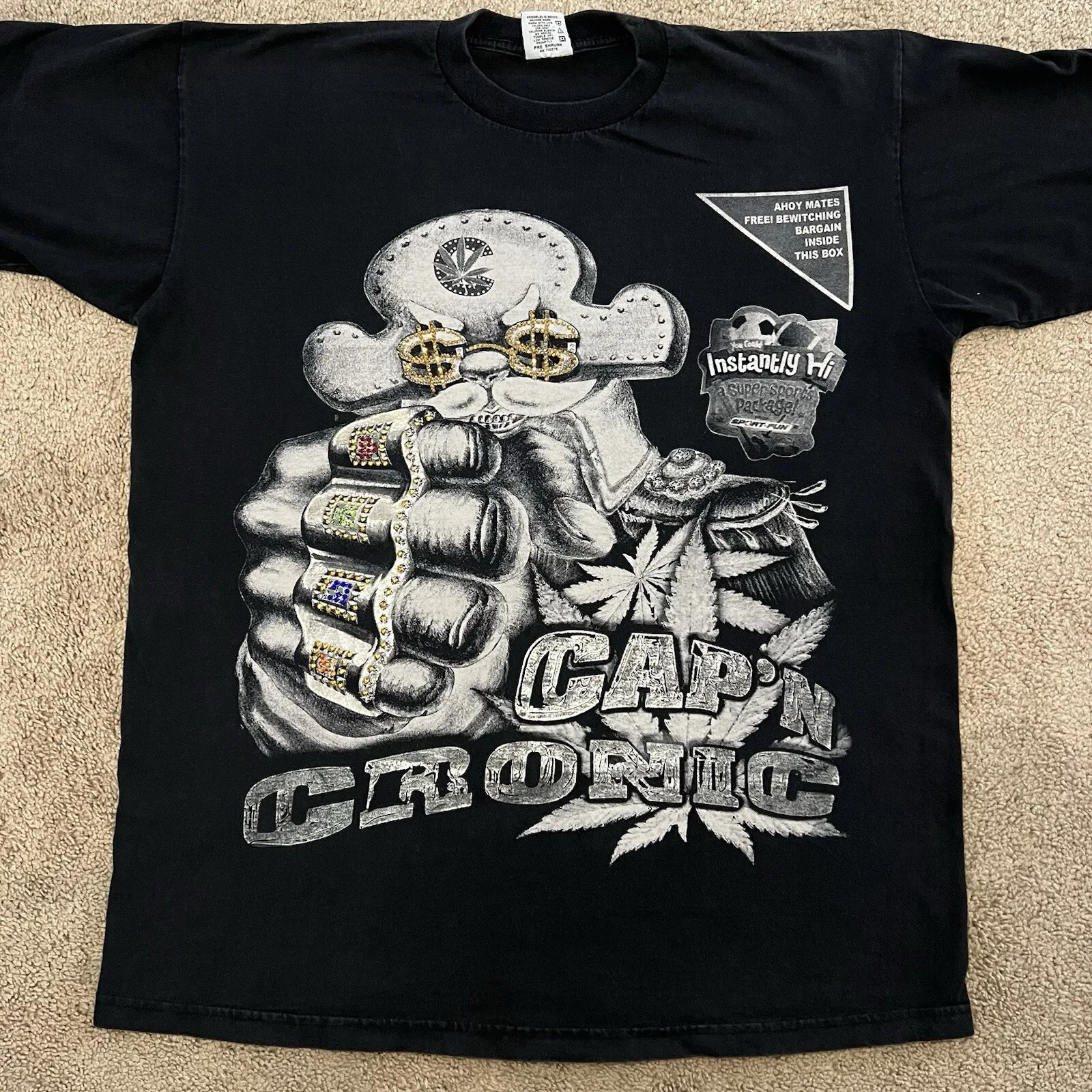 

Винтажная футболка Y2K Big Face 2XL Gangster Rap Captain Chronic 2001 Dr Dre Style