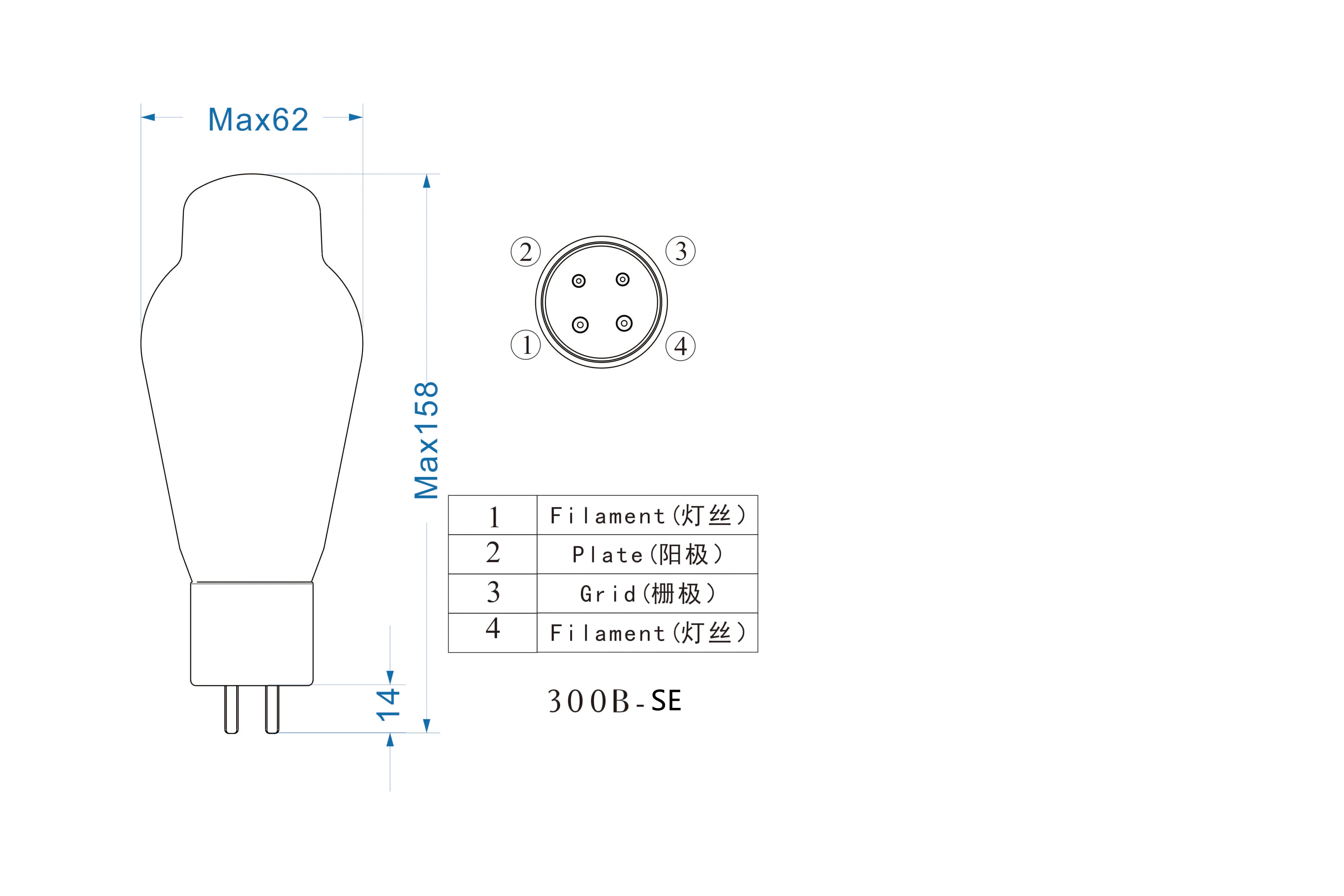 PSVANE/OLDCHEN 300B-SE Vakuumröhre, Ersatz für 300B / 300B-N / 300B-PT / 300B-Z, High-Fidelity Audio-Röhrenverstärker – Detail 9