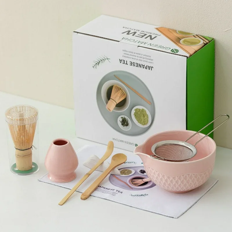 8Pcs/Set Ceramic Japanese Matcha Tea Set Matcha Bowl Set Bamboo Blender Matcha Brush Teaspoon Traditional Tea Ceremony Gift Box