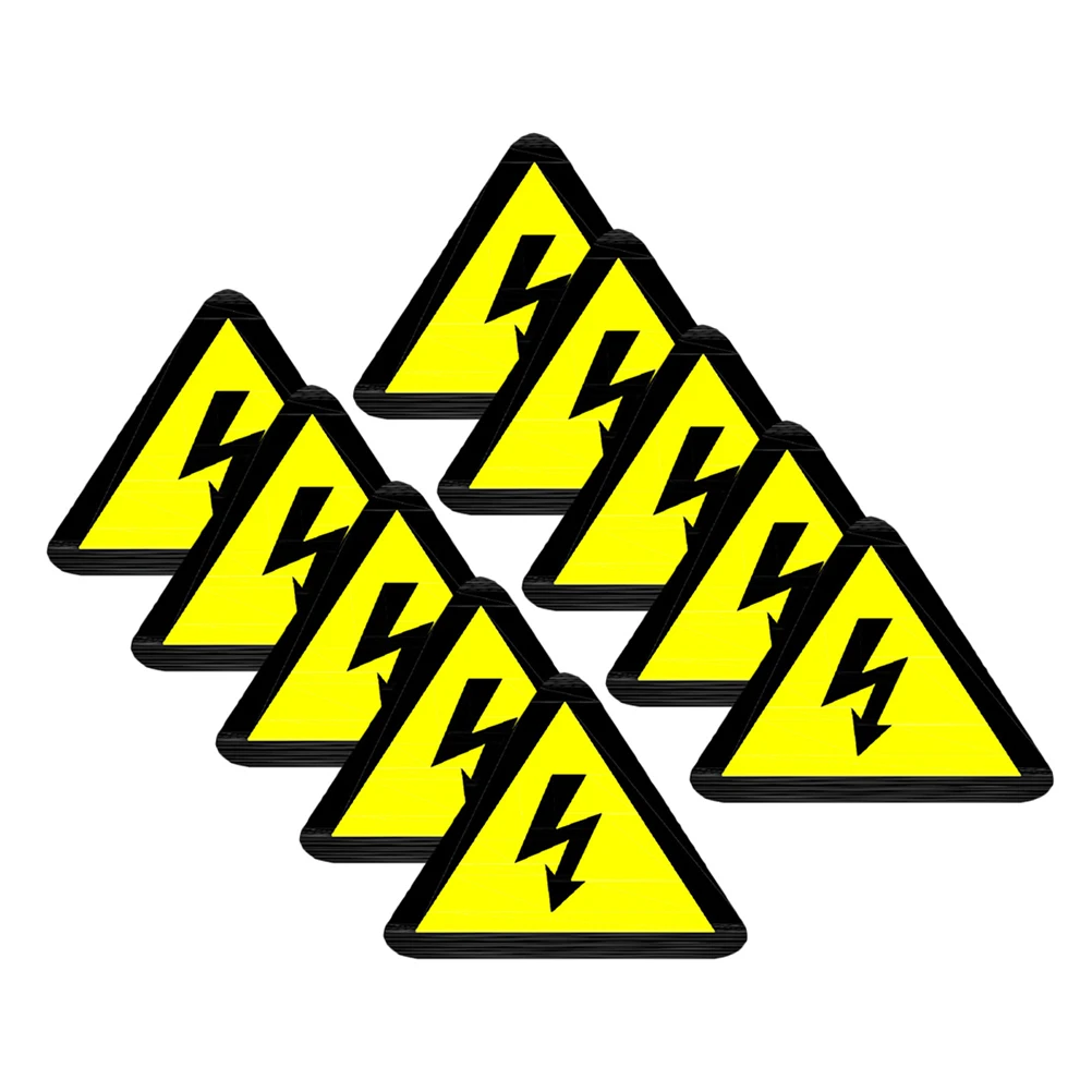 50 Pcs Label Electrical Warning Signs Sticker Yellow Electromagnetic Stickers Shock