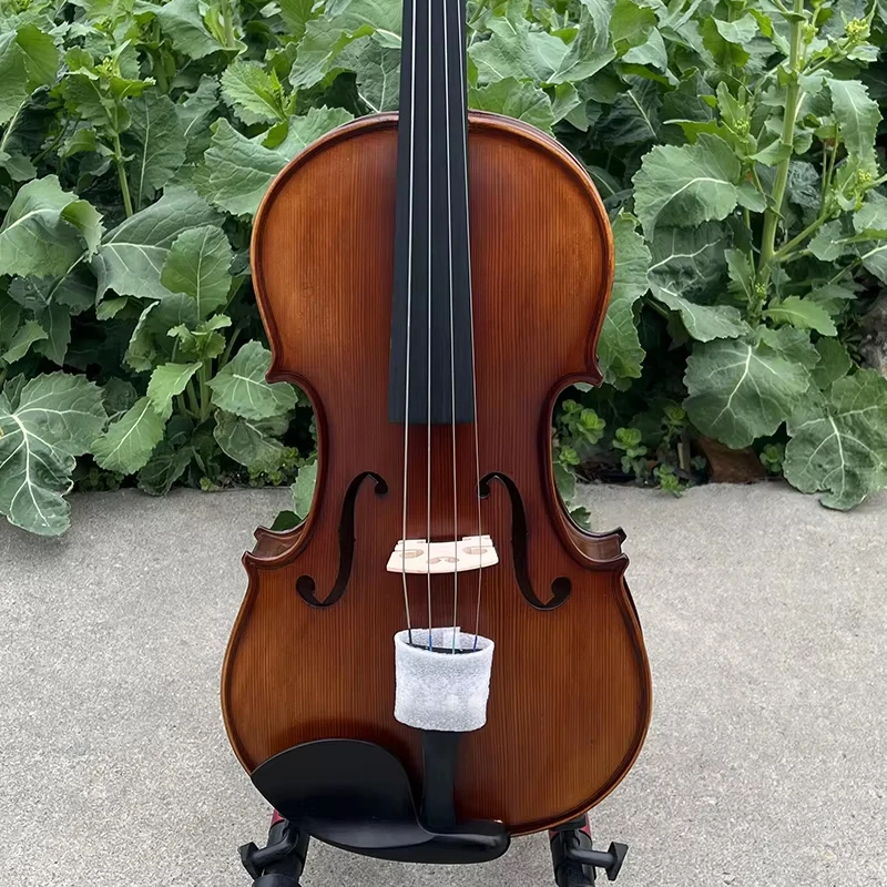 

Wholesale Matt Handmade Dard Red Brown Spraying Painting Professional Flame Maple Viola with Case Bow