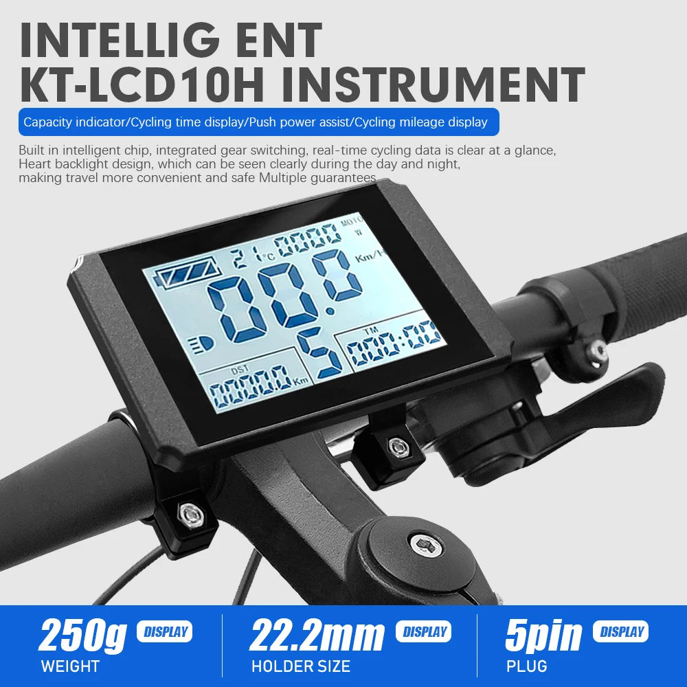 

Дисплей для электровелосипеда KT LCD10H 24V 36V 48V, LCD LED дисплей с 5-контактным разъемом SM/водонепроницаемый, для комплектов для переоборудования электровелосипедов