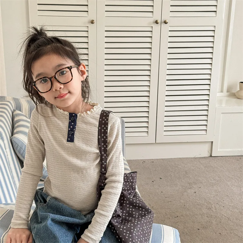 

New Korean Style Baby Girls Long Sleeve T-Shirt Cotton Pullover Tops Autumn Spring Kids Clothing Cute Blouse Shirt for Toddler