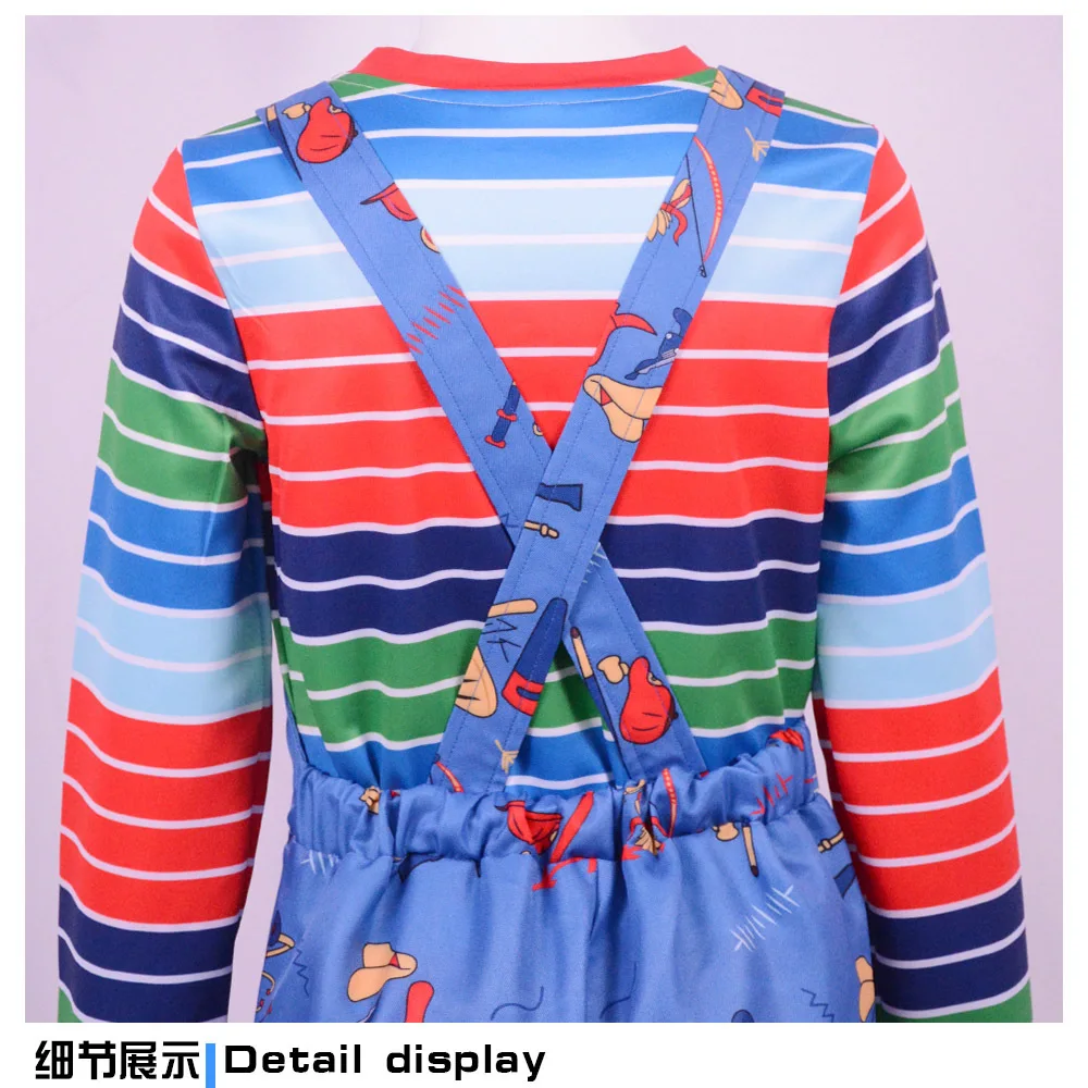 Baby Boys Girls Child Play Chucky Cosplay Costume Good Guys Bride of Chucky Horror Ghost Doll Halloween Costume Dress Kids