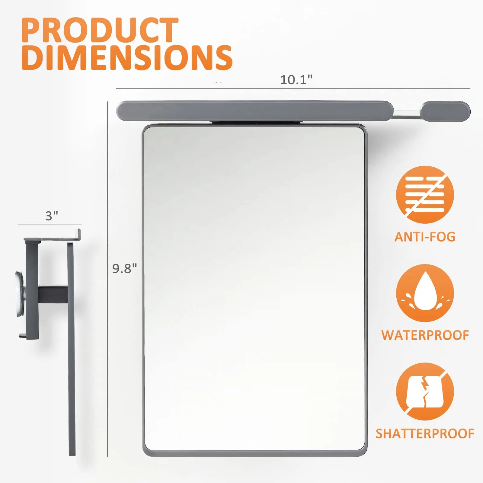 TAILI Shower Mirror Fogless for Shaving with Razor Holder, NO-Drilling & Removable Large Mirror Fogless Suction Wall Mounted