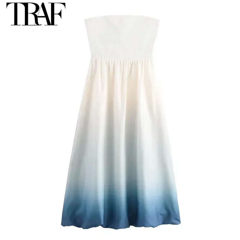 

TRAF Womens dresses Summer Long Dresses 2024 Elegant Party Evening Prom Dresses Ladies Fashion Sleeveless Corset Tie Dye Dresses