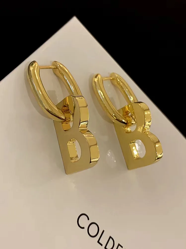 European and American Letter B Earrings Temperament Fashion Stainless Steel Earrings for Women 2023 New Jewelry