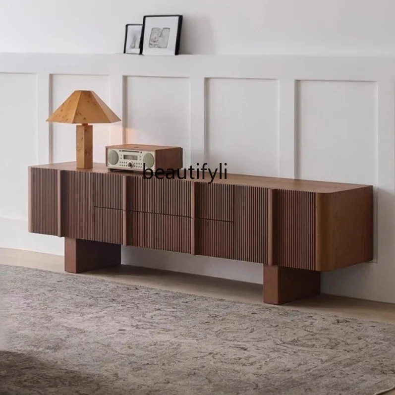 

TV Cabinet French Vintage Style White Ash Solid Wood Living Room Floor Storage Cabinet Retro Storage Sideboard