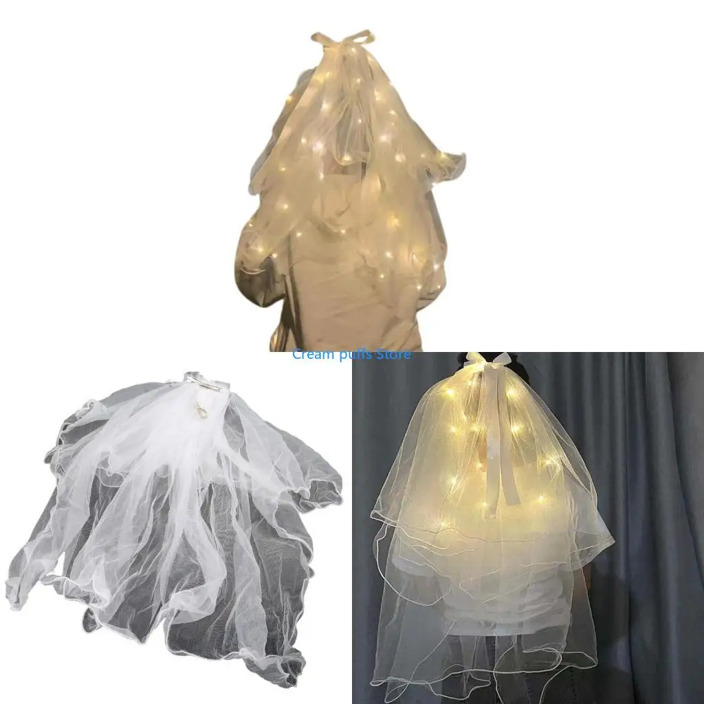 50LE Wedding veil crowns LED Light Veil Light Up Wedding LED LED Bridal Veil