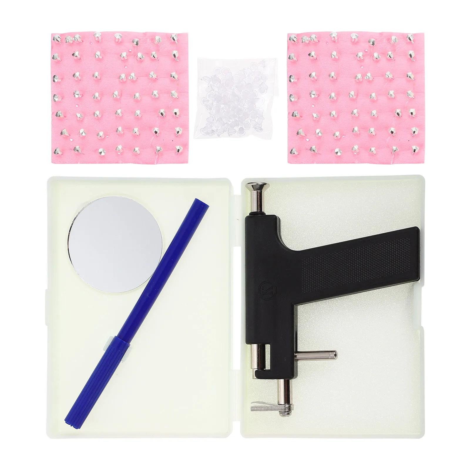 

Piercing Machine Black Stainless Steel Body for Home Salon Ear Nose Navel Piercing Tool Kit Ear Studs Easy to Use Professional