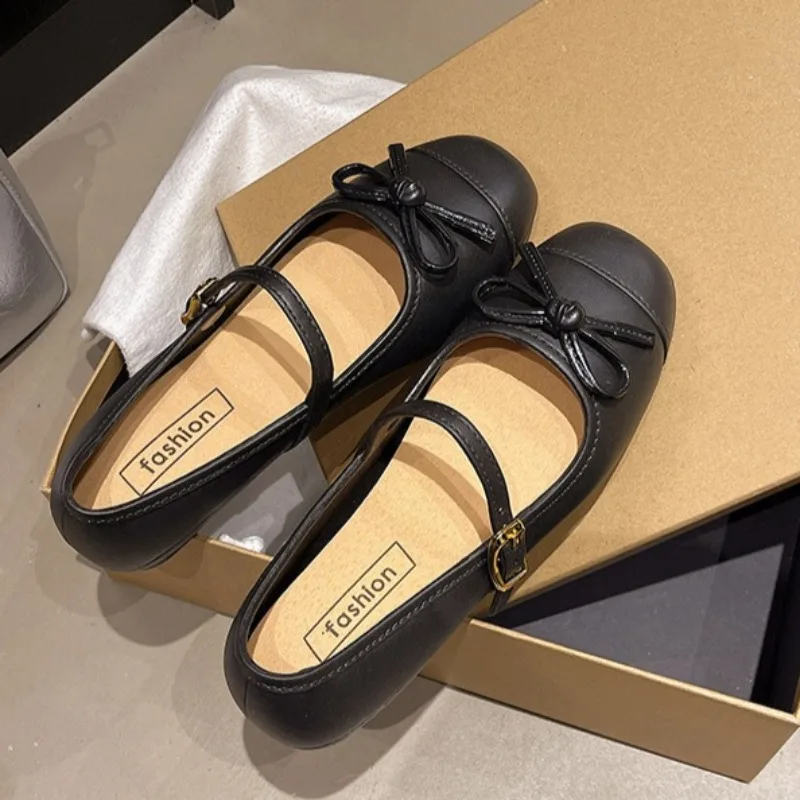 French Style Mary Jane Flats Knot Soft Bottom Fashion Single Shoes for Woman Spring Summer New Korean Version Women's Sandals