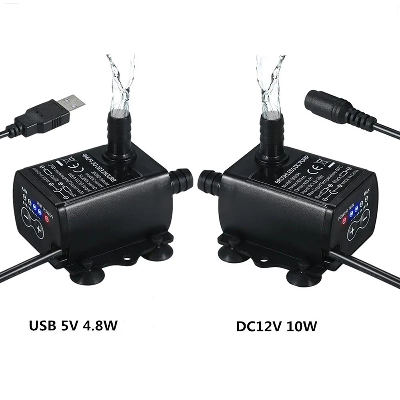 

DC12V USB 5V Mini 4 Modes Adjustable Brushless Water Pump DC USB Interface Low Power Consumption For Garden Pond Aquarium Diving