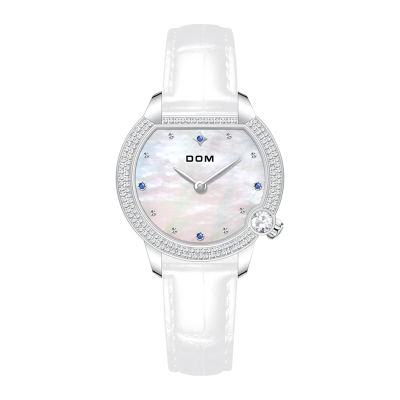 ساعة كوارتز نسائية غير رسمية ، ساعات ذهبية ماسية ، مؤشر جلد أبيض ، ساعات يد نسائية للفتيات ، هدية ساعة ، موضة ،