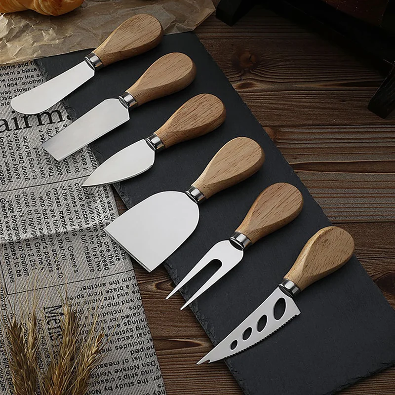 1Pcs Steel Stainless Cheese Knives With Bamboo Wood Handle Cheese Slicer Cheese Cheese Knife Kitchen Baking Tool