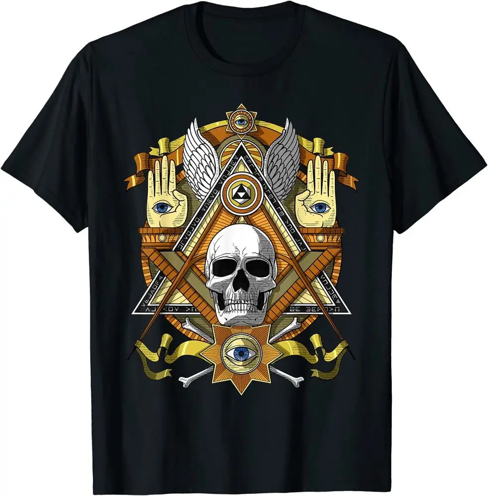 Masonic Skull Illuminati Eye Esoteric Conspiracy T-Shirt For Men Clothing Women Short Sleeve Tees New Arrival Unisex Summer