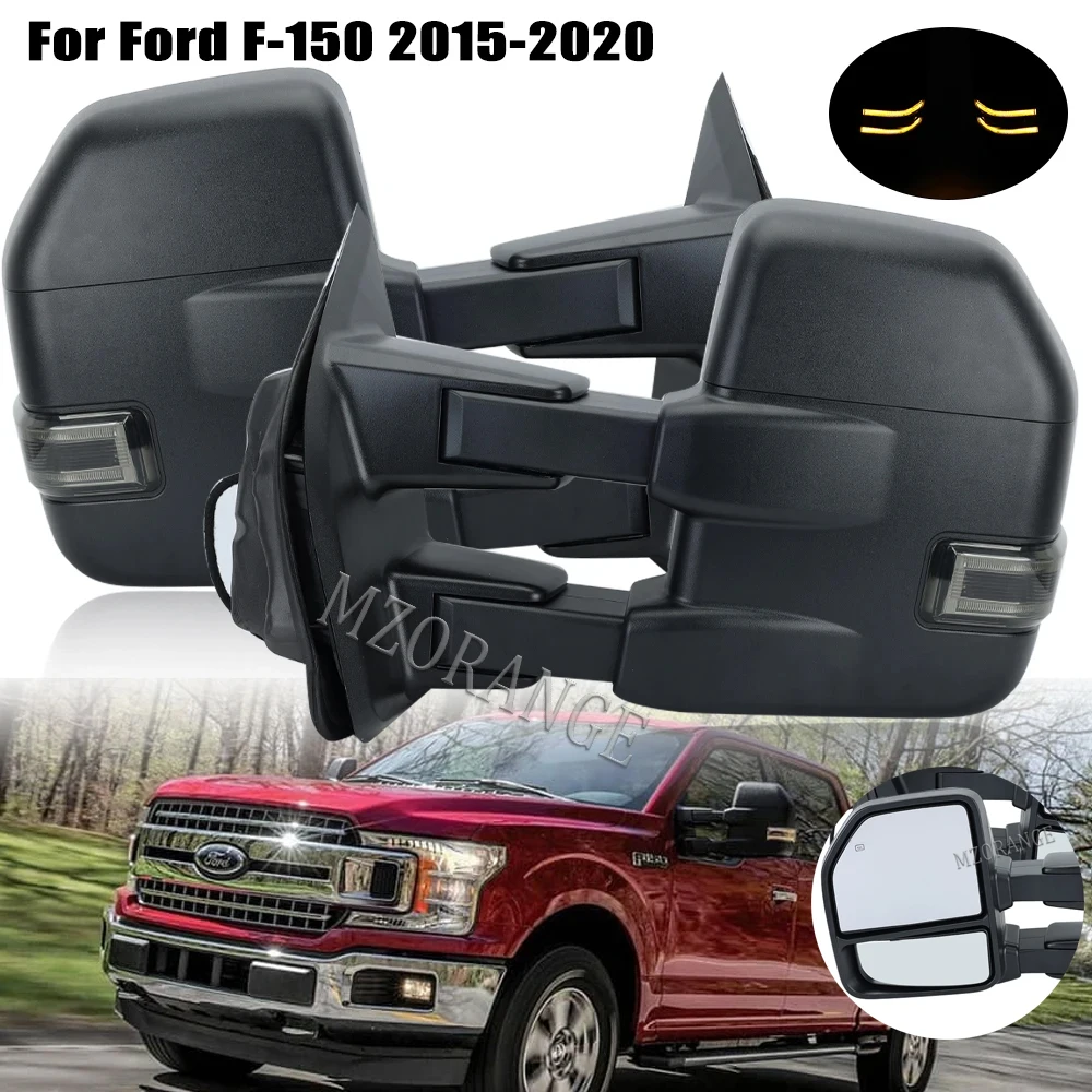 side  Mirrors for Ford F150 F-150 Pickup Truck 2015-2020 led Turn Signal Light Puddle Lights Power Heated lens folding assy