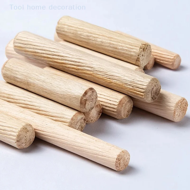 Premium Round Fluted Wooden Dowel Pins for Cabinet Drawer, Packed in 100s, Fit for Drill Jigs