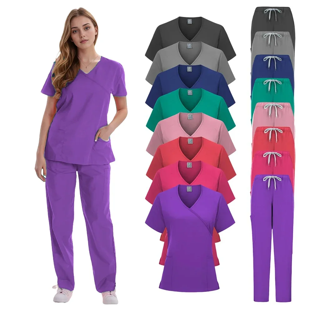 

Polychrome Medical Uniform Women Scrubs Sets Pet Hospital Working Scrub Suits Nurse Accessories Dental Surgery Suit Lab Workwear