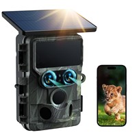 4K 60MP Wildlife Trail Camera, Solar Powered, WiFi, Dual Lens, 13MP, SONY Native Sensor, App Settings for Outdoors