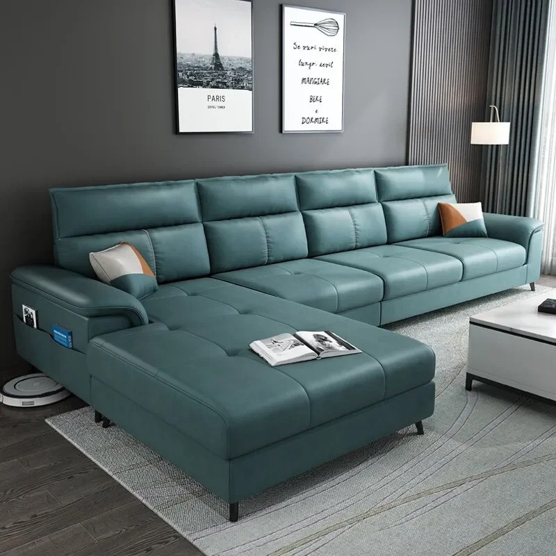 Picture 4: Italian Technology Leather Living Room Sofa Modern Simple Boss Office Sofa Combination Office Furniture Sofy Do Salonu