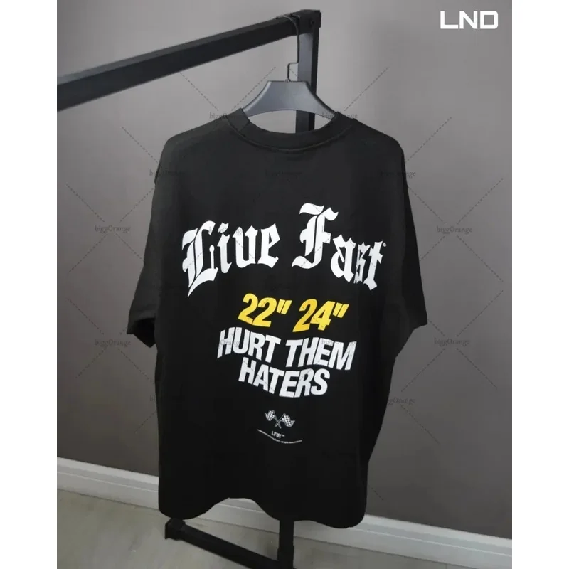 Kaus Longgar Goth Punk Mode Hip-Hop Jalanan Amerika Pria Lengan Pendek Ukuran Besar Kasual Huruf Retro Y2K Harajuku Wanita