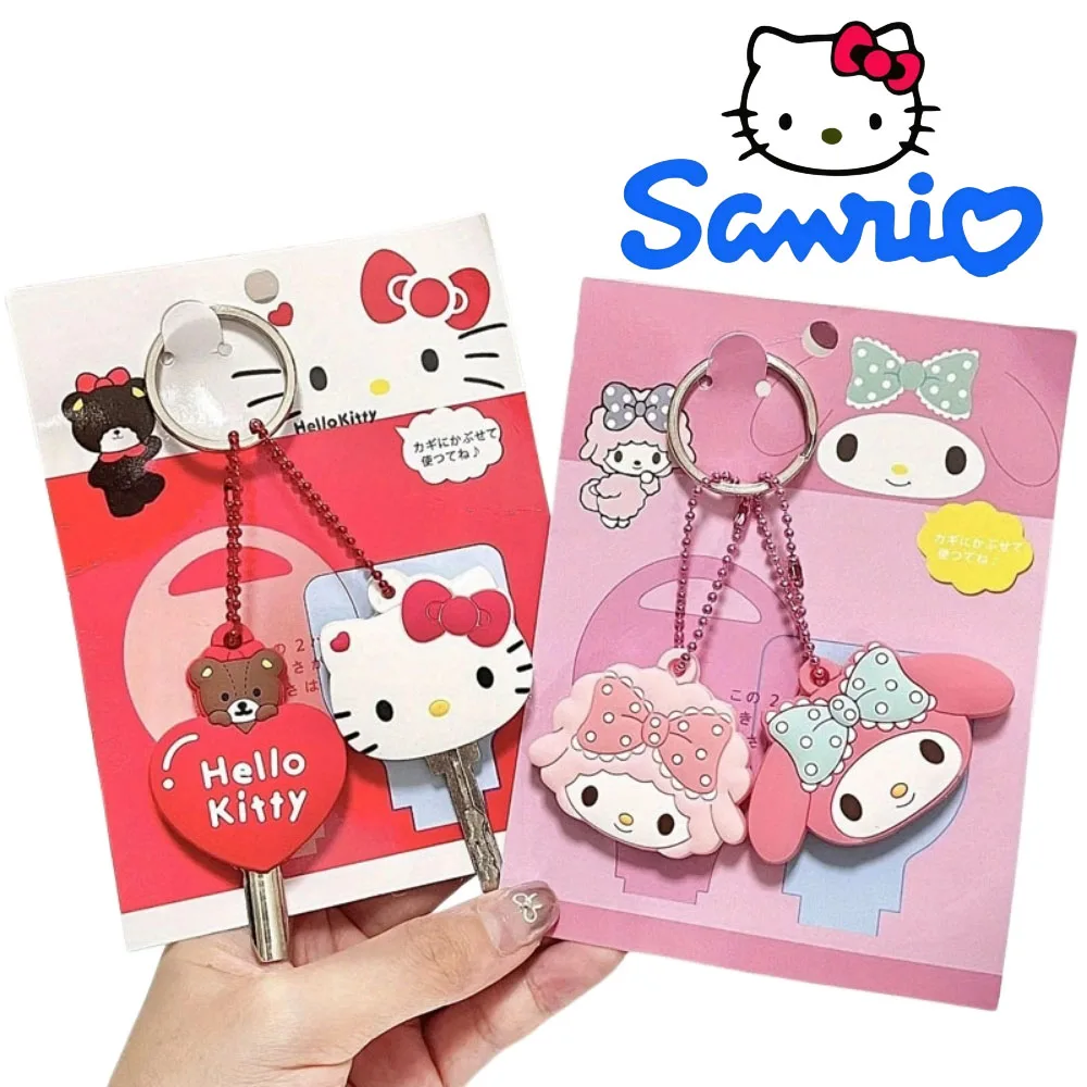 

Sanrio Hello Kitty Silicone Key Dustproof Protective Cover Cartoon Anime My Melody Portable Anti-lost Keychain Birthday Gifts