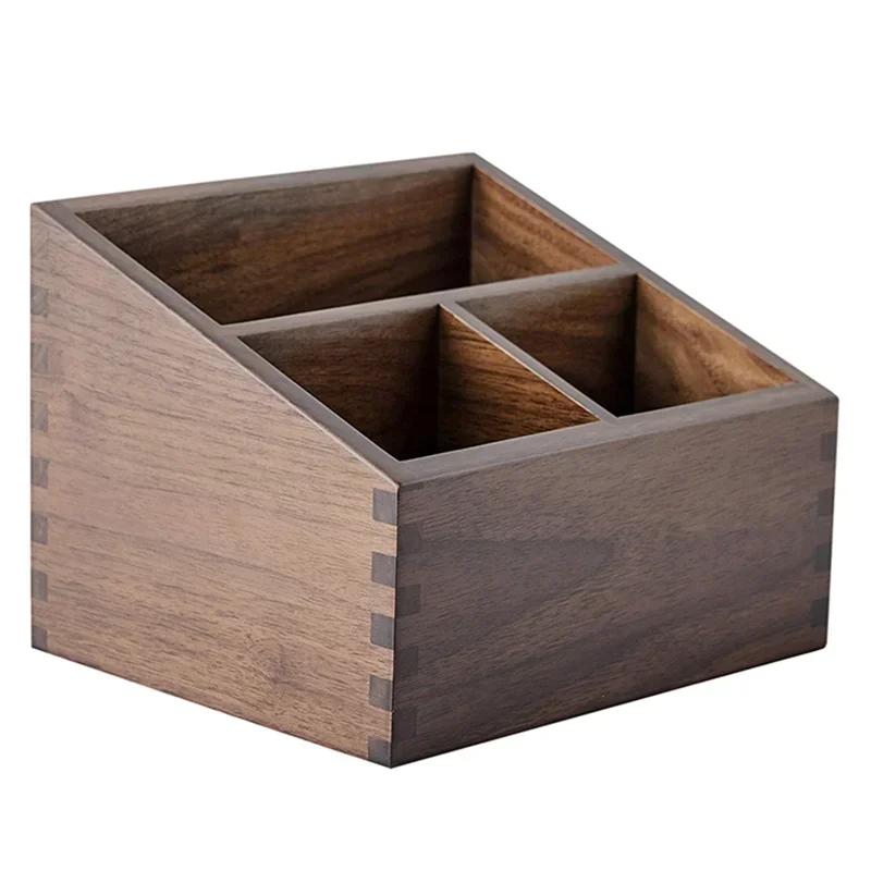 

Black Walnut Wood tissues box Multifunctional paper extraction box Grid division Organizer box desktop Storage Sundries strong