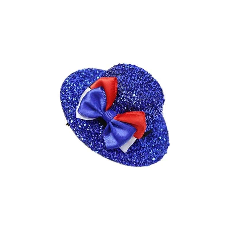 y5gc kids bowknot مشبك الشعر المتلألئة يوليو كوستم الشعر مقطع للجنسين لاعب كرة القدم قبعة أعلى قبعة يوليو.