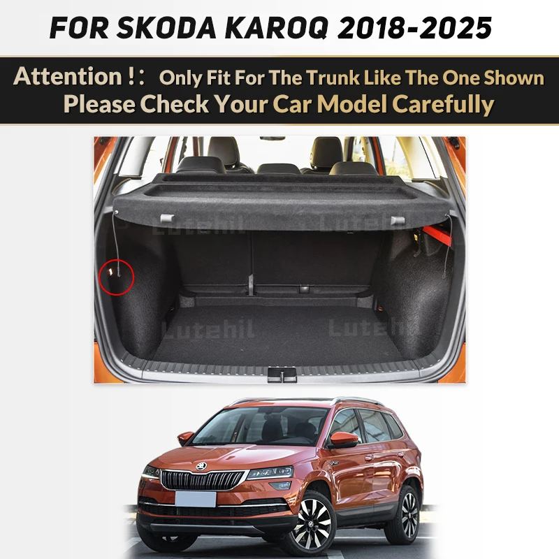 For Skoda Karoq 2018-2025 24 23 22 21 20 19 Lutehil Car Trunk Mat Car Accessories Auto Interior Decoration