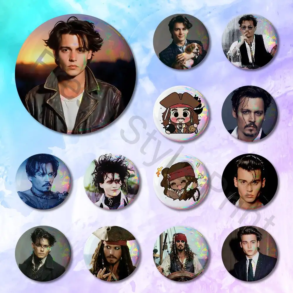 J-Johnny D-Depp Actor 32mm 58mm 75mm 44mm 25mm Anime Badges Brooches DIY Pins Decorations Birthday Gifts