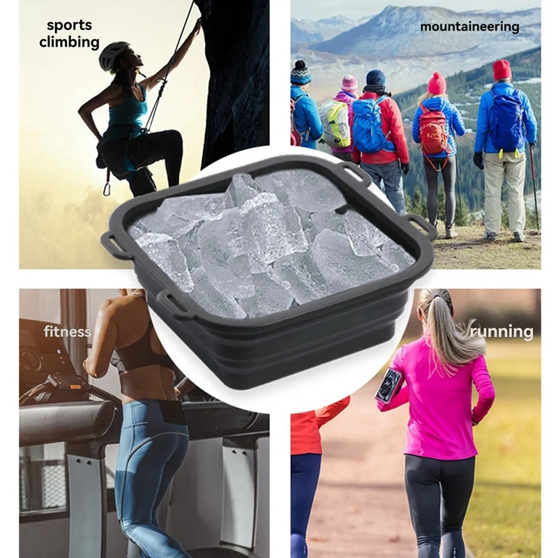BAAG-Cubo de baño de hielo de silicona portátil, ducha de enfriamiento plegable para terapia de ducha fría