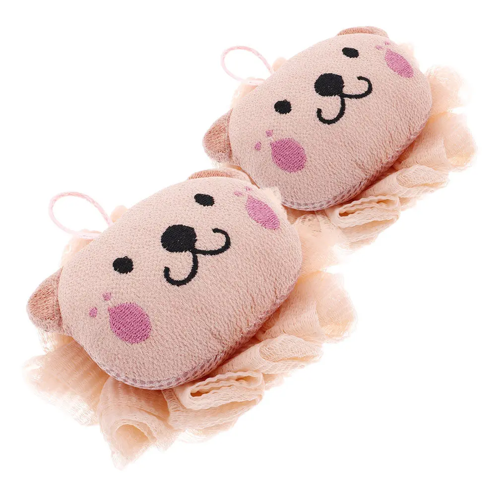 

2Pcs Lion Cartoon Bath Sponge Soft Exfoliating Body Loofah Shower Scrubber Toddler Skin Cleaning Pouf