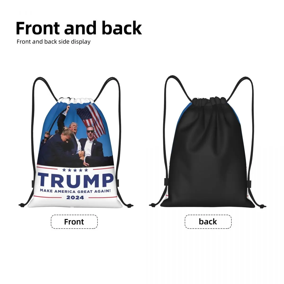 2024 Trump tas punggung tali selempang olahraga tas Gym Donal Trump Shot String Sackpack untuk latihan