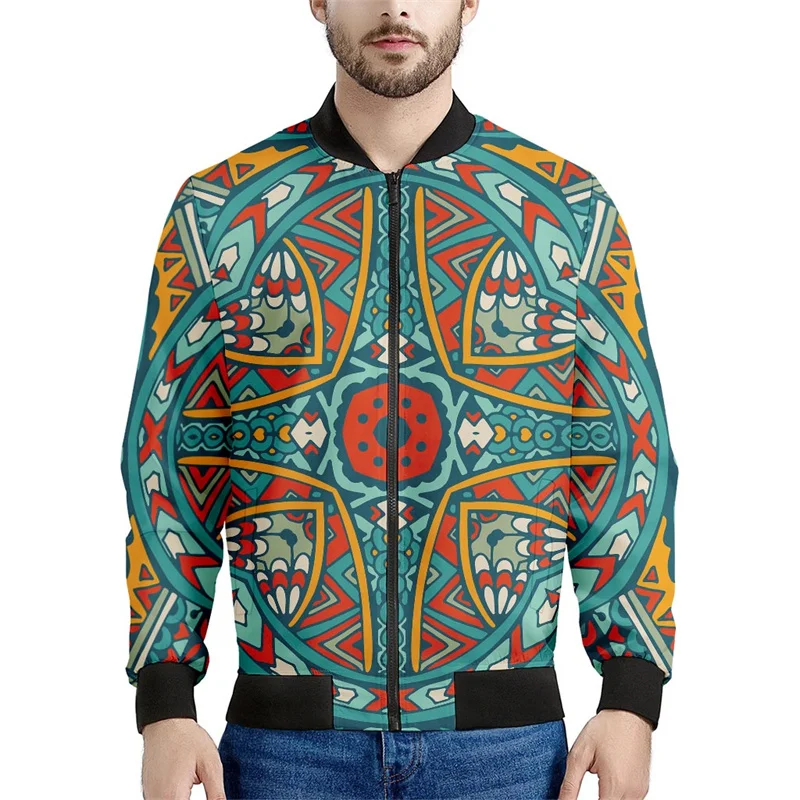 Vintage Bohemian 3d Printed Jacket For Men Women Flower Pattern Sweatshirts Tops Long Sleeves Zipper Bomber Coats Male Clothes