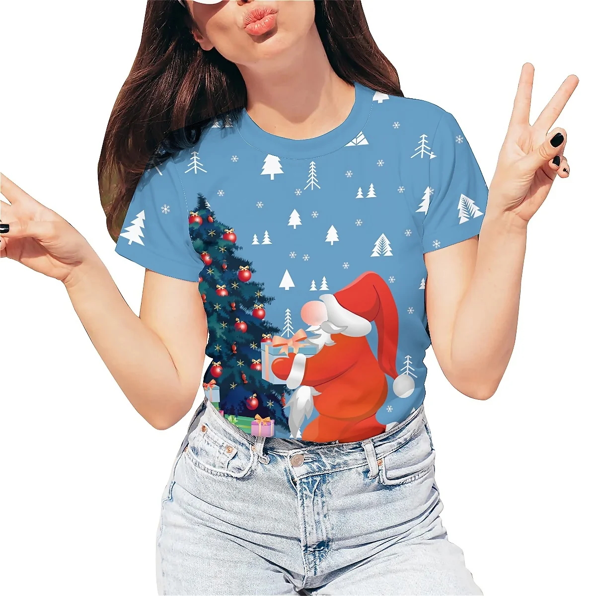 

Men's 3D printed Christmas T-shirt, perfect for daily wear; Happy Holidays Cute Women's T-shirt