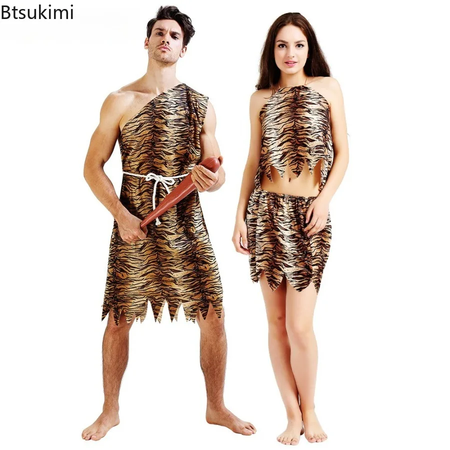 Ropa Primitiva Sexy de Estilo Indio para Adultos, Hombres y Mujeres, Disfraz de Hombre de las Cavernas para Halloween, Fiesta Temática de Halloween, Carnaval, Juego de Roles Primitivo