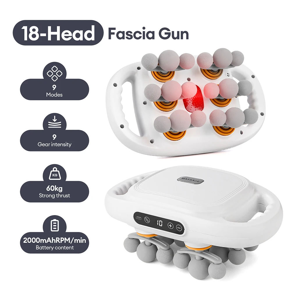 42-Heads Fascia Gun Hoogfrequente Trillingen Lichaamsmassage Gun Rug- en Taille Massager Nek Schouder Massager Spier masajeador