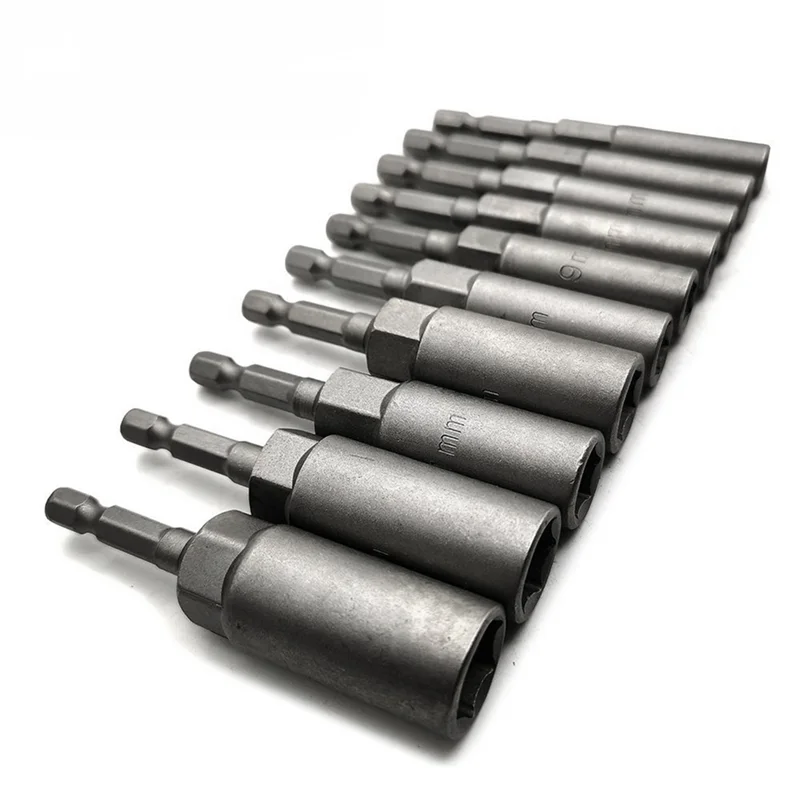 

ABZS 60Pcs 5.5Mm-14Mm Hex Socket Sleeve Nozzles Nut Driver Set For Power Drills Impact Drivers Power Screwdriver Handle Tools