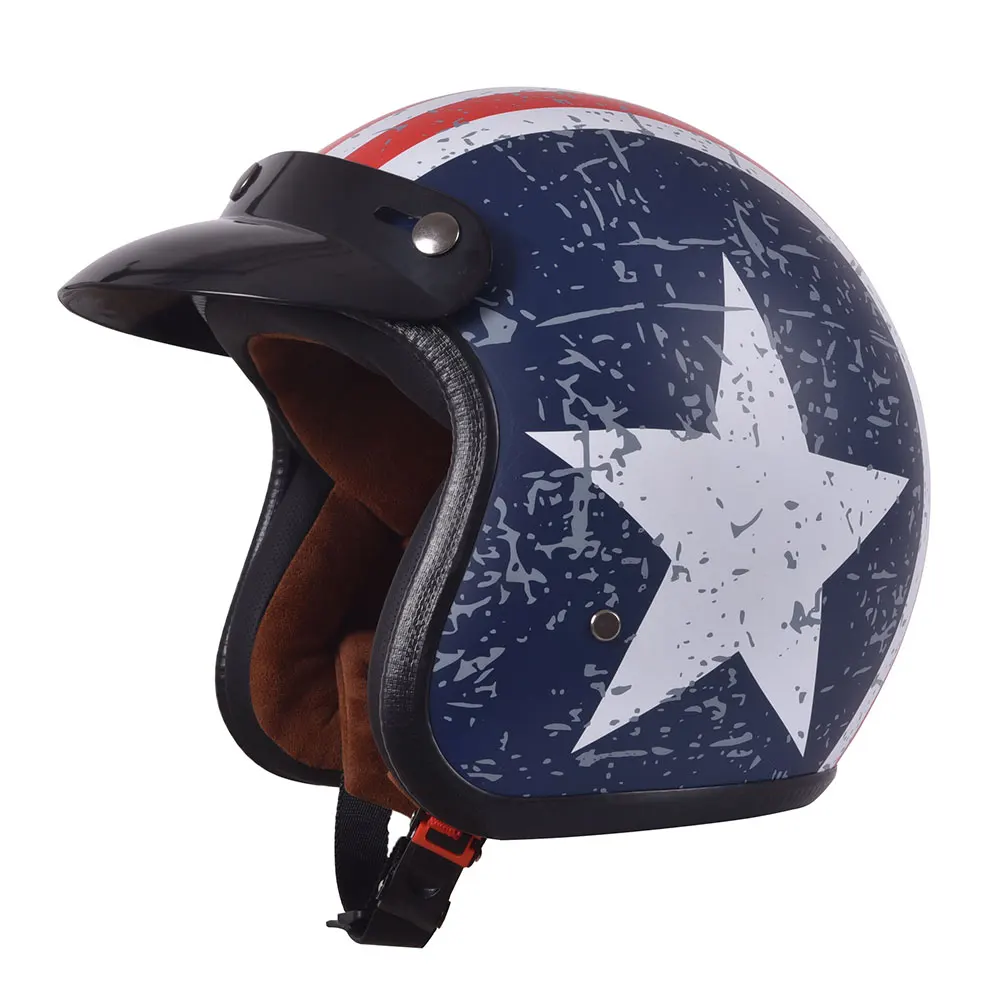 Casco de Moto Retro Para hombre y mujer, protector de cara abierta para Motocross, Vintage, aprobado por DOT, 3/4