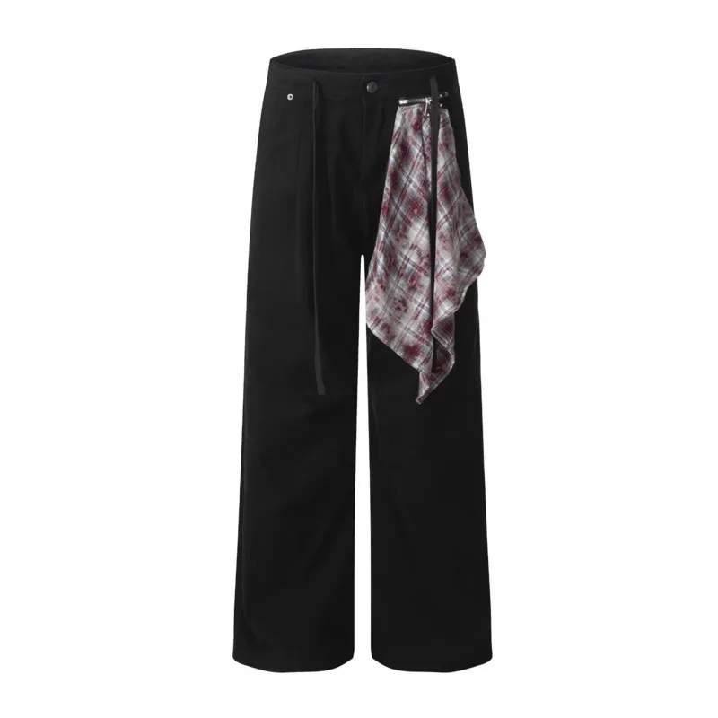 ANJY otoño nuevas mujeres Y2K Jeans a cuadros bolsillo decorativo Denim lavado americano Retro High Street Casual Ins pantalones de pierna ancha A10160