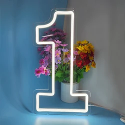 45cm Tall Number 0-9 LED Light Up Sign for Baby First Birthday Party Decor USB-powered Dimmable Neon Bedroom Light