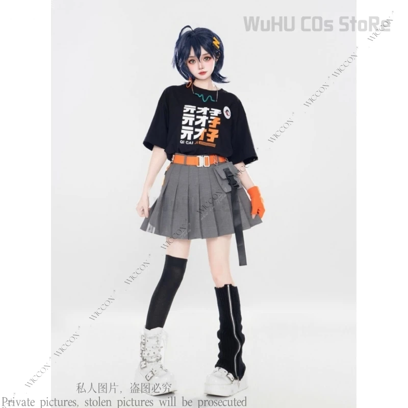 Game Zenless Zone Zero Anime Belle Cosplay Costume Wig Women Uniform Outfit Cos T-shirt Skirt Daily Outfit Halloween Party